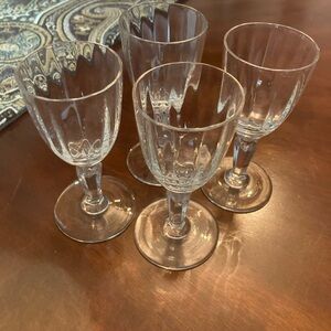 Vintage Bohemian crystal paneled cordial glasses -set of 4 - 4.5”